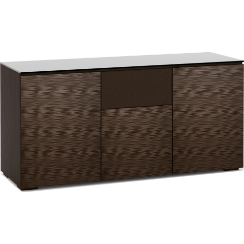 Berlin 336 65" TV Stand Cabinet in Textured Wenge with Black Glass Top